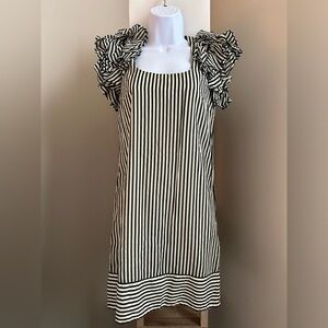 FRENCH CONNECTION STRIPED RUFFLE DRESS SZ. 2